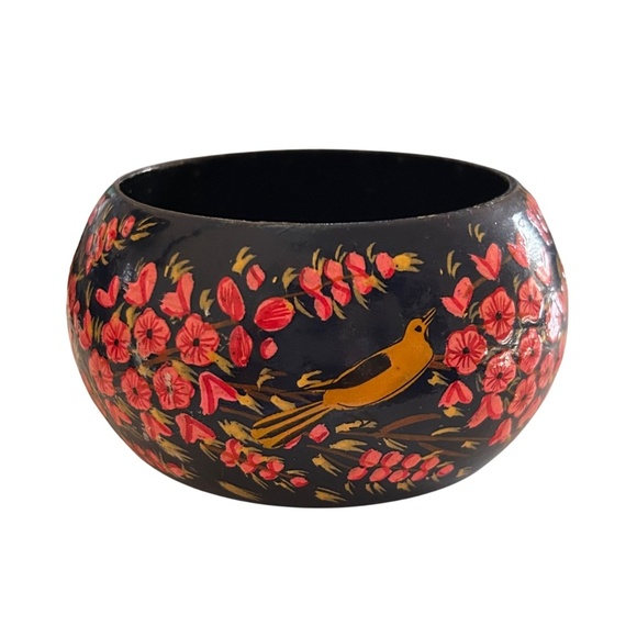 Vintage Hand Painted Wood Bangle Bracelet - Picture 3 of 6